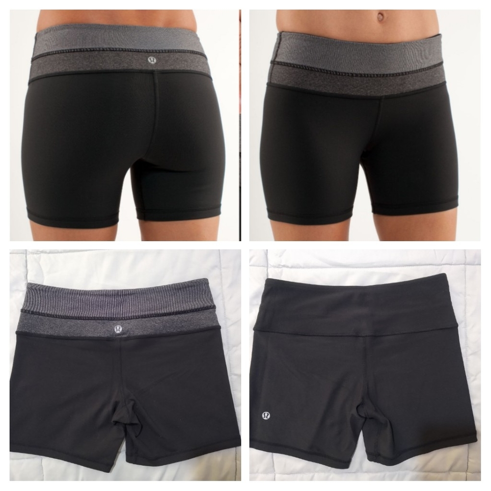 Lululemon Reversible Groove Short Size 4 microstripe / Heathered black EXCELLENT
